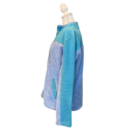 Wooly Bully Blue Fleece Womens Sz Large Full Zip Two Tone Blue Lightweight - Picture 10 of 16